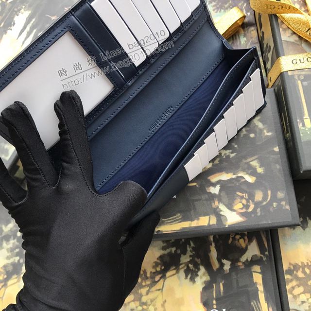 Gucci包 古馳錢包 408836藍壓全皮 義大利牛皮與標誌性織 高端品質男士西裝夾 Gucci男錢包  gudj1298